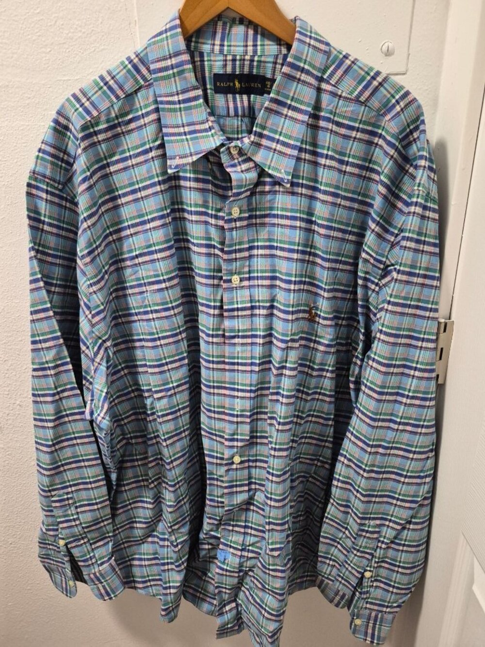 Ralph Lauren Big Shirt Plaid Button Down 4XB 4G Multicolor Cotton Long Sleeve